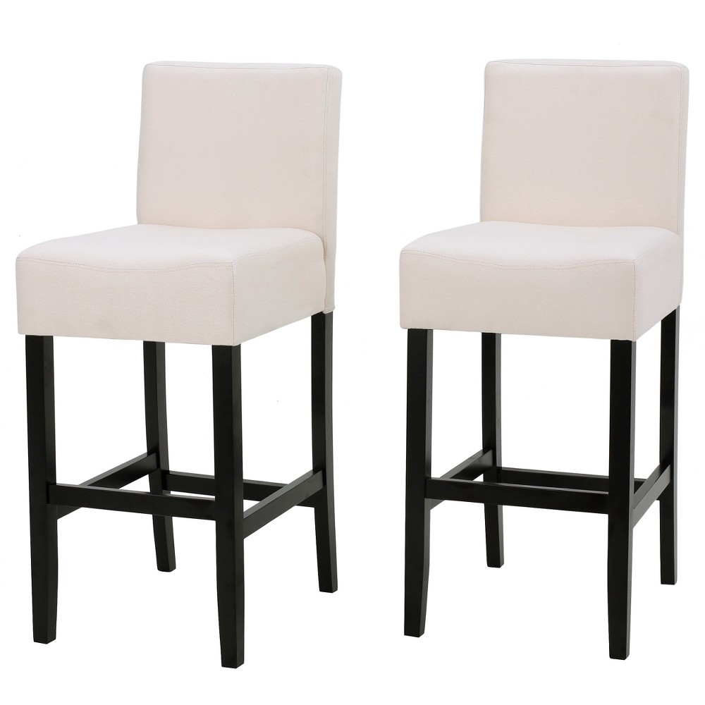 Photos - Chair Set of 2 26" Lopez Fabric Counter Height Barstools Beige - Christopher Kni