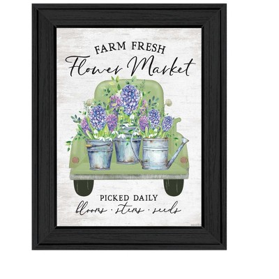 HomeRoots Flower Market Hyacinths Black Framed Print Wall Art