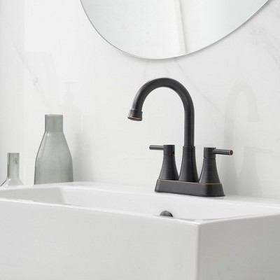 Oil Rubbed Bronze 4-Inch Centerset 2-Handle High-Arc Bathroom Faucet
