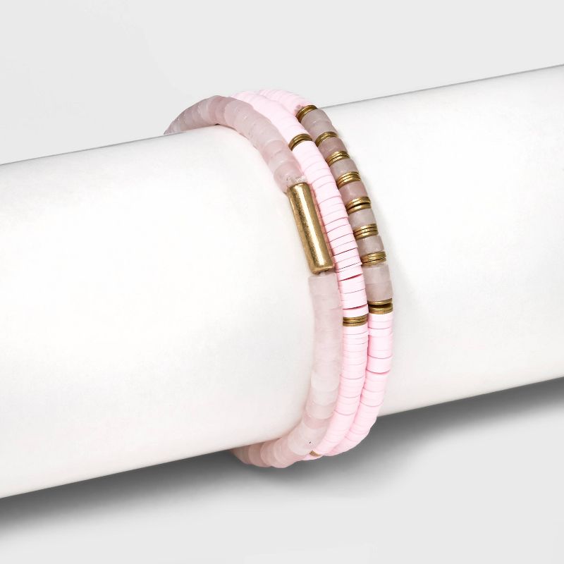Semi-Precious Heishi Multi-Strand Bracelet Set 3pc - Universal Thread™, 3 of 6