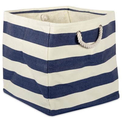 Design Imports Paper Cube Stripe Nautical Blue Square 16X16X16