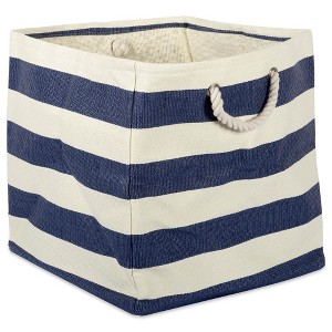 Design Imports Paper Cube Stripe Nautical Blue Square 16X16X16 - 1 of 4