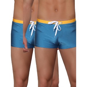 Lars Amadeus Men's Solid Color Elastic Waist Summer Pool Swimwear Shorts 2 Packs - 1 of 4