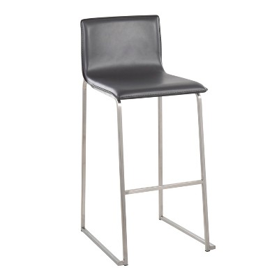 Elegant Stainless Steel and Grey Faux Leather Barstools - Set of 2