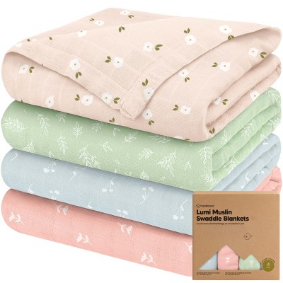 KeaBabies 4pk Muslin Swaddle Blankets for Baby Boys, Girls - Organic Baby Blankets, Swaddles for Newborns