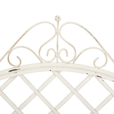 Charming Place de Vosges 46" Antique White Wrought Iron Garden Bench