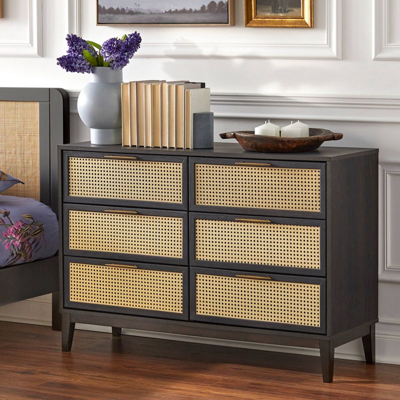 Andros 6 Drawer Dresser with Faux Cane Drawer Fronts - Buylateral, 3 of 7