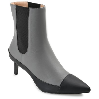 Journee Collection Womens Eleece Tru Comfort Foam Pull On Stiletto Booties Grey 6.5