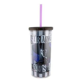 Silver Buffalo Beetlejuice "Strange and Unusual" Cold Cup With Lid and Straw | Holds 20 Ounces