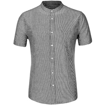 mens short sleeve collarless dress shirts