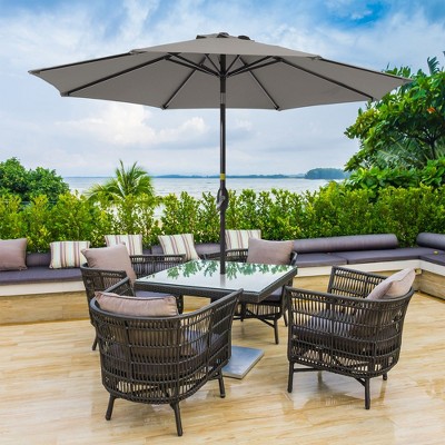 Sonkuki 9 FT Outdoor Patio Umbrella Market Table Umbrella With a Crank for Garden, Deck and Pool