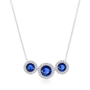 Diamonds D'Argento Sterling Silver, Lab-Grown 0.95ct Sapphire & 0.17ct Natural Diamond Necklace - (61 Stones) - Blue - 16+2 Inch - 1 of 2
