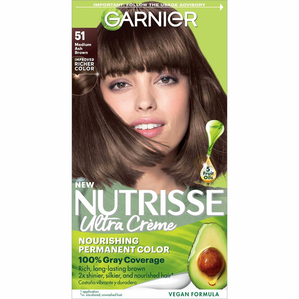 Photos - Hair Dye Garnier Nutrisse Nourishing Permanent Hair Color Creme - 51 Medium Ash Bro 