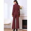INSPIRE CHIC Women's Business Collarless Long Sleeve with Pockets Blazer and Pants Sets 2 Pcs - 3 of 4