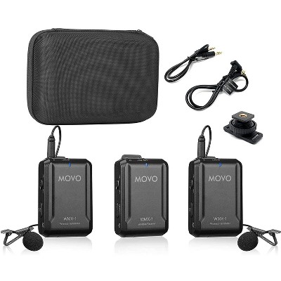 Movo WMX-1-DUO 2.4GHz Dual Wireless Lavalier Microphone System Compatible with Cameras and Smartphones
