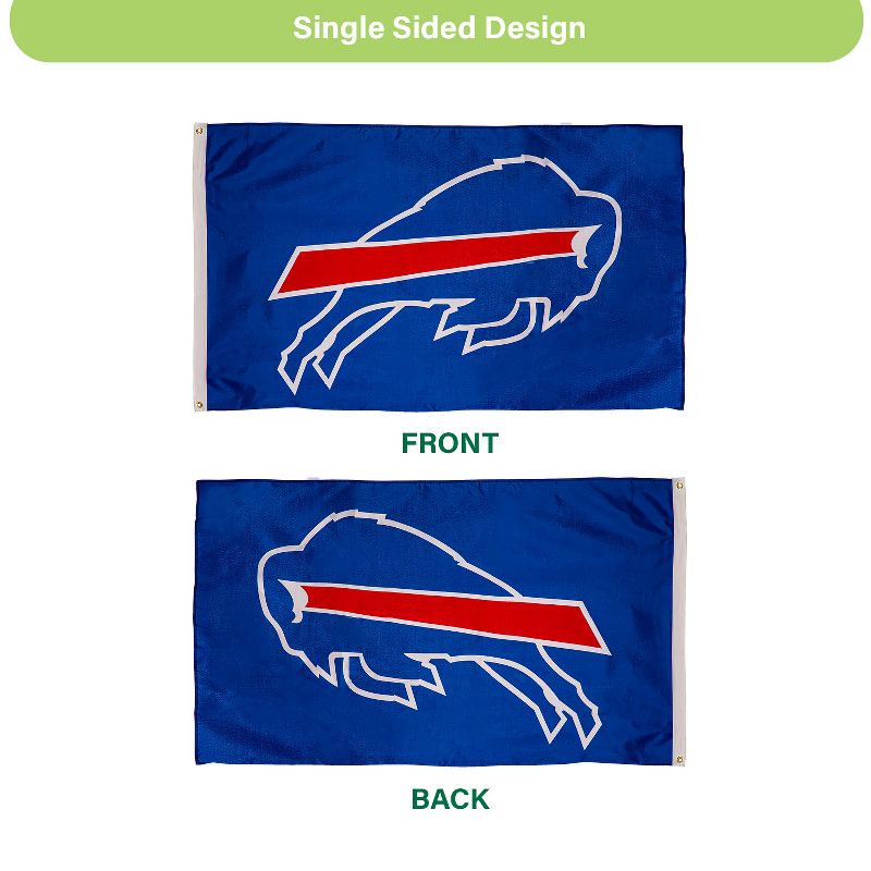 3'x5' Single Sided Flag w/ 2 Grommets, Buffalo Bills, 4 of 6