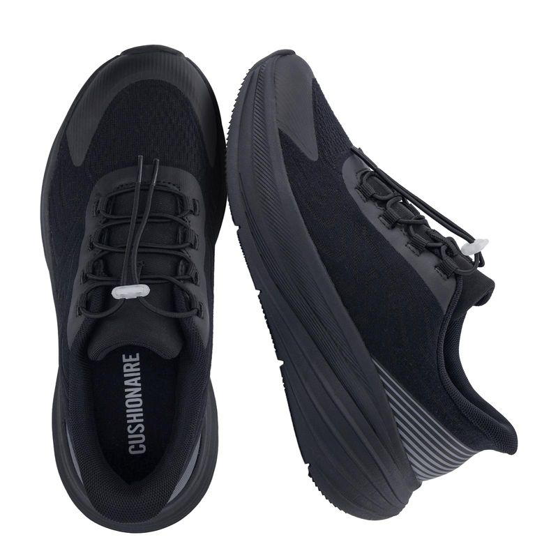 CUSHIONAIRE XPLOR Womens Walking Sneakers, Chunky Lightweight Platform Tennis Shoes Womens with Arch Support and Memory Foam, Black 6