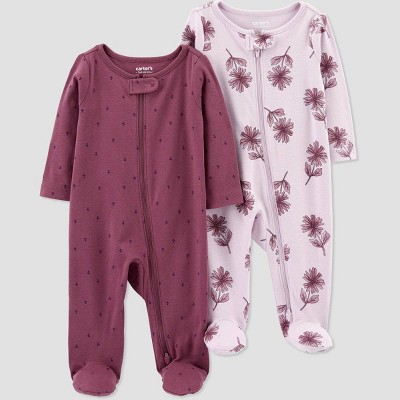 Image of Carter's Just One You® Baby Girls' 2pk Sleep N' Play - Purple Newborn