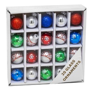 Kurt Adler Glass Ball Ornaments for Christmas Tree, Assorted (Pack of 20) - 1 of 1