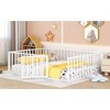 Okak Modern Floor Bed Frame with Safety Fence and Door, Metal Children's Floor Bed Frame for Kids Girls Boys Easy to Assemble - 2 of 4