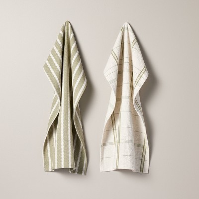2ct Holiday Stripe Kitchen Towel Set Green/cream - Hearth & Hand™ With  Magnolia : Target
