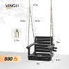 VINGLI Heavy Duty 880 LBS HDPE Porch Swing Outdoor with Rotatable Cup Holder, with Adjustable Chains, 1 Person Hanging Porch Swing Chair - Black - 3 of 4