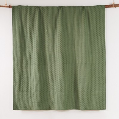 Forest Green Cotton King Reversible Quilt Set with Shams