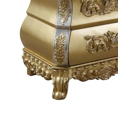 Seville Gold Finish 3-Drawer Nightstand with Carved Accents