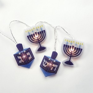 Rite Lite 10ct Holographic Chanukah Novelty Lights Blue/Purple - 6' White Wire - 1 of 2