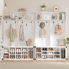 Acekool 76" Hall Tree with Bench, Shoe Storage, Coat Rack, 6 Hooks & Adjustable Shelf, Farmhouse Entryway Organizer, White - 2 of 4