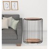 HomeRoots 24" Modern Black and Rustic Brown Round End Table - 2 of 4