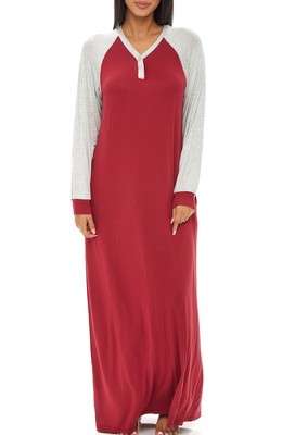 Women's Soft Knit Nightgown, Full Length Long Henley Night Shirt