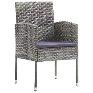 vidaXL Patio Chairs with Dark Gray Cushions 2 pcs Gray Poly Rattan - Dark Gray 2 - 1 of 4