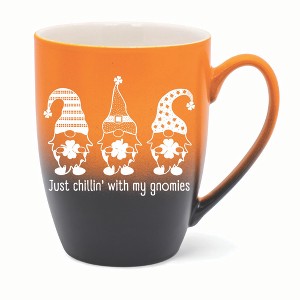 Elanze Designs Just Chillin' With My Gnomies Two Toned Ombre Matte 10 ounce New Bone China Coffee Tea Cup Mug, Orange and Black - 1 of 4