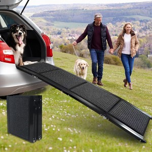 TopComfy Pet Ramp Folding Portable Extra Wide Non Slip Rug Safety Rope for Medium Large Dogs Entering Car SUV Truck Bed Sofa, Grey, 18.7"*18.3"*6.7" - 1 of 4