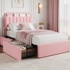 Bed Frame for Kids, Upholstered Platform Bed with 2 Large Storage Drawer and Bookcase Headboard, Noise-Free, Easy Assembly, No Box Spring Needed - 3 of 4