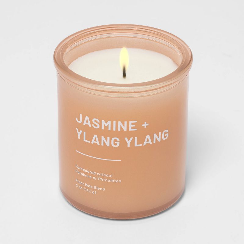 Tinted Glass Jasmine + Ylang Ylang Jar Candle Light Orange - Threshold™, 2 of 3