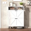 UNISOAR Farmhouse Shoe Storage Cabinet with Barn Door Design, Shoe Organizer with 2 Flip Drawers - 2 of 4