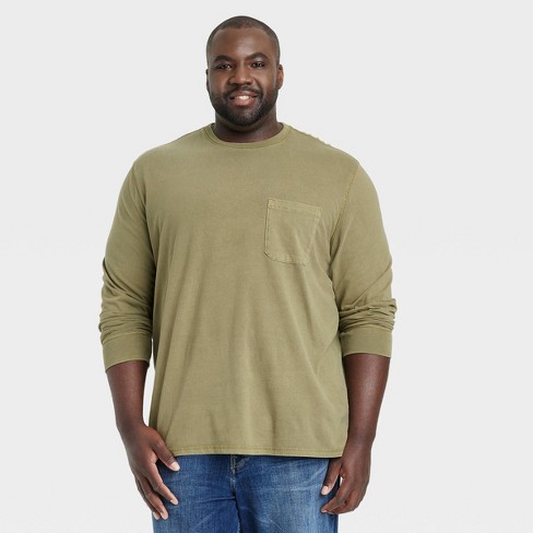 Men's Big & Long Sleeve Garment Dyed T-shirt - Goodfellow & Co™ Green 5xl : Target