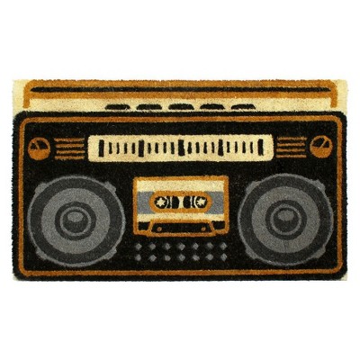 RugSmith Gray Machine Tufted Boombox Coir Doormat