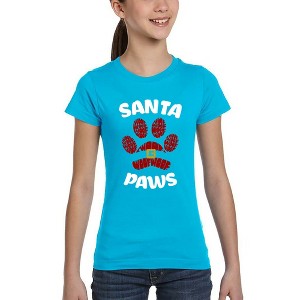 LA Pop Art Santa Paws - Girl's Word Art T-Shirt - 1 of 4