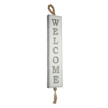 VIP Metal 32 in. White Galvanized Welcome Sign