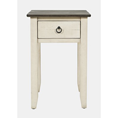 Vintage White Devon Farmhouse Pine End Table with Drawer