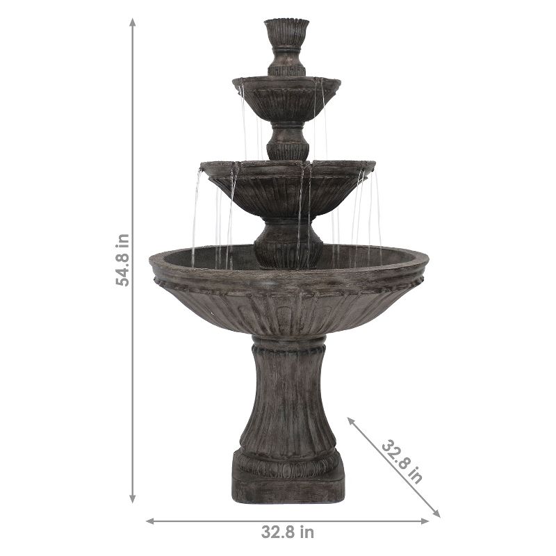 Sunnydaze 55"H Electric Polystone Classic Style 3-Tier Designer Outdoor Water Fountain, 4 of 13