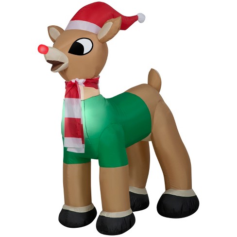 Rare 7 ft Gemmy airblown inflatable Rudolph the Red Nose Reindeer Christmas Barn on sale