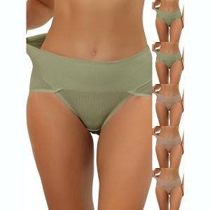 INSPIRE CHIC Women's Hi-Cut Ribbed High Waist Tummy Control Available in Plus Size Briefs 6 Packs - 1 of 4