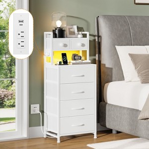 WOWLIVE Tall Nightstand with Charging Station and LED, Bed Side Table with 6 Drawers and 3-Tier Wood Storage Shelves for Bedroom - 1 of 4