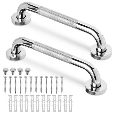 Built Industrial 2 Pack Grab Bars for Bathtubs and Showers, 12 Inch Anti-Slip Handle for Elderly, Handicap, Seniors, Chrome