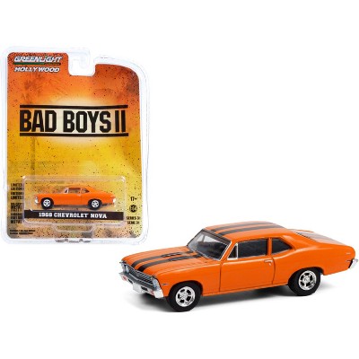 1968 Chevrolet Nova Orange with Black Stripes "Bad Boys II" (2003) Movie "Hollywood Series" 1/64 Diecast Model Car by Greenlight