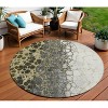 Beige Taupe And Chocolate Abstract Washable Indoor Outdoor Area Rug - 2 of 4